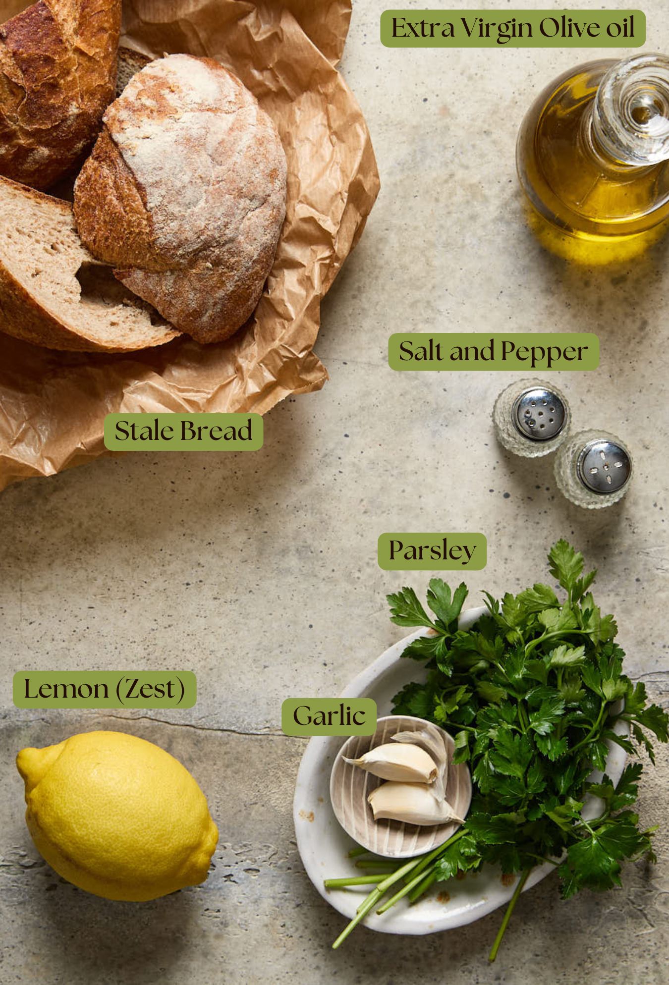 Lemon parsley garlic breadcrumbs - Ingredients shot