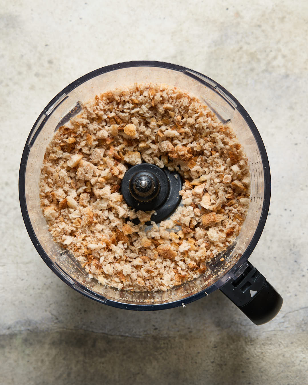 Lemon parsley garlic breadcrumbs - breadcrumbs in a food processor