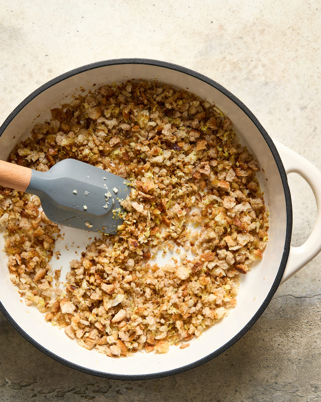  Lemon garlic breadcrumbs in a cast iron pan